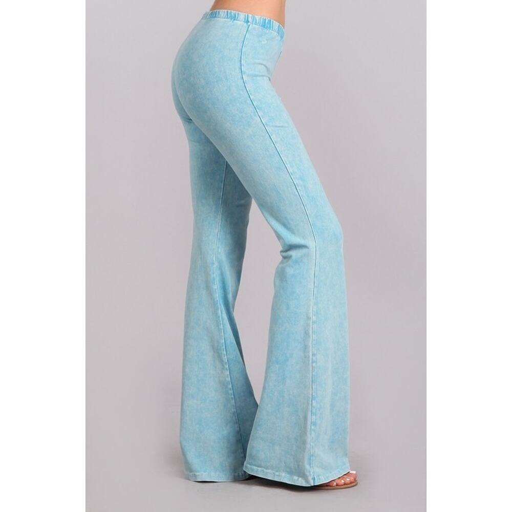Chatoyant Mineral Wash Bell Bottoms Sky Blue Medium
